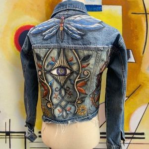 Painted Denim Jacket with Artistic Design